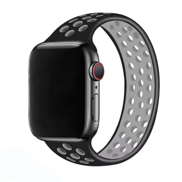 Correa Continua de Silicona Negra y Gris para Apple Watch 42/44 mm 🖤✨